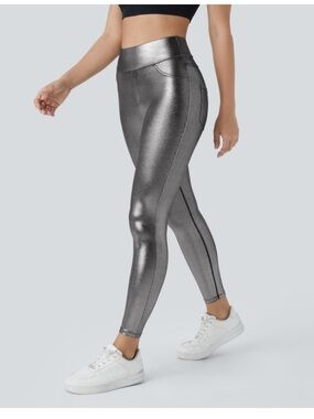 Halara SoftlyZero Silver Shiny Back Pocket Legging - NWT - Size XL
